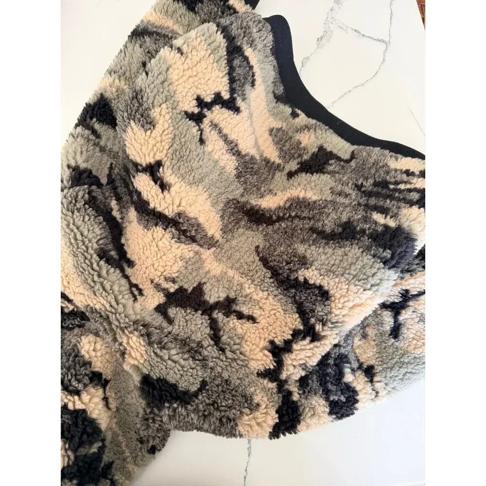Bella Dahl Girls Camo Teddy Puffer Jacket Size 8 - Cozy & Stylish!
